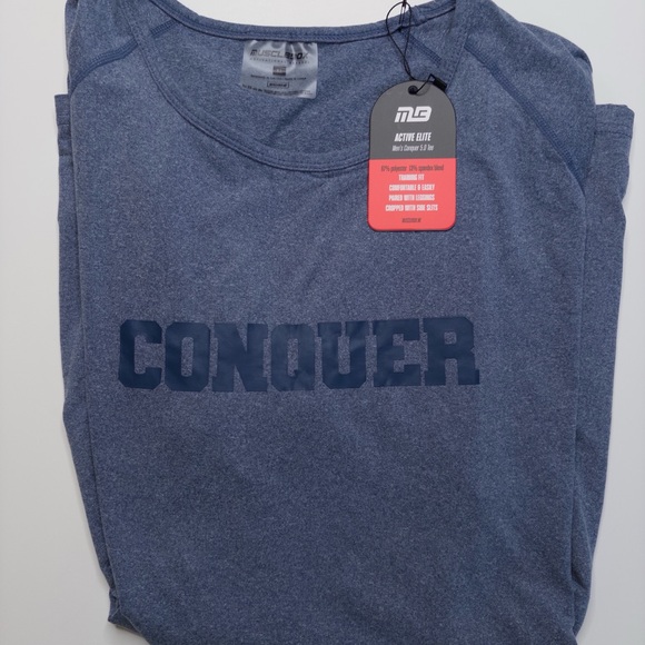 NWT Muscle Box Active Elite Men’s Conquer 5.0 Blue Tee Size XL Short Sleeves - Picture 7 of 7